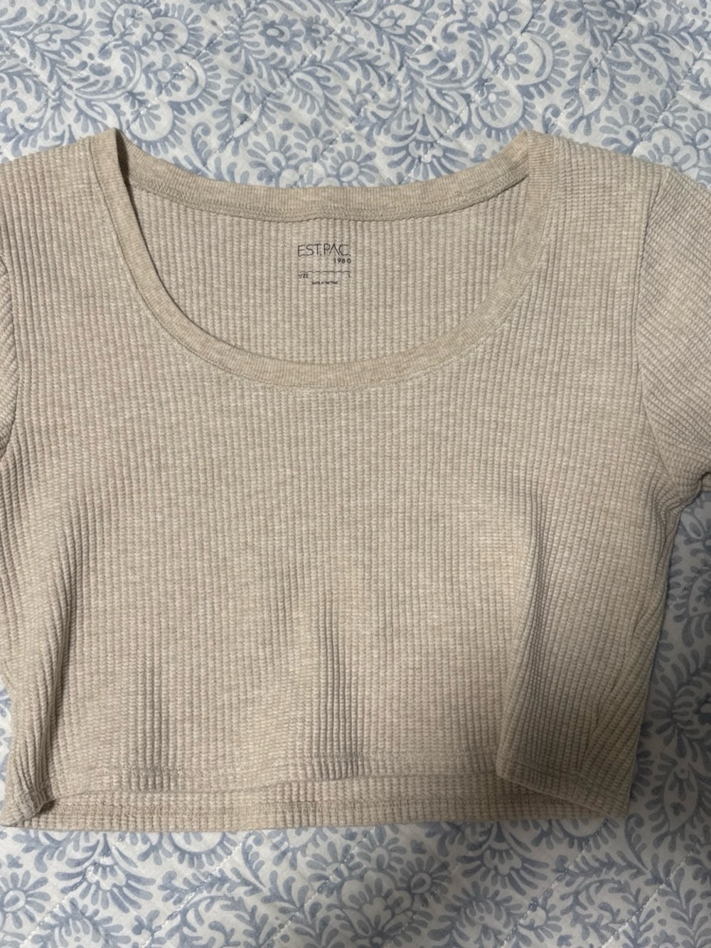PacSun Beige Ribbed Scoop Neck Crop Top